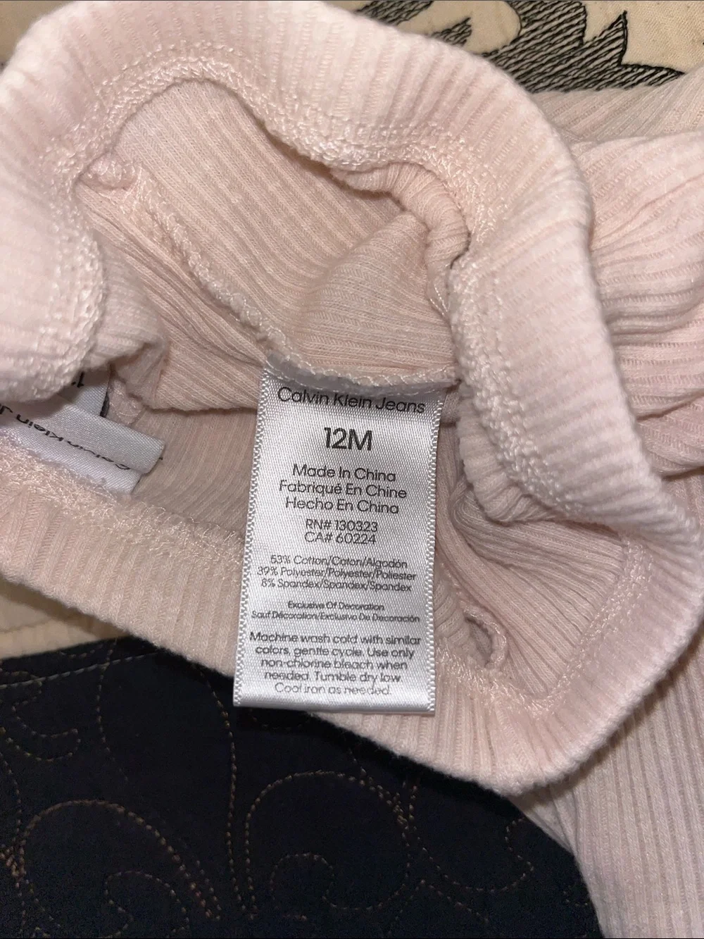 Calvin Klein Jeans Pale Blue Abstract Infant top with Wood-Tone Buttons